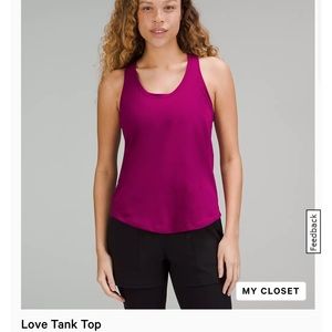 Lululemon Love tank NWT. Magenta color, paid $38 plus tax